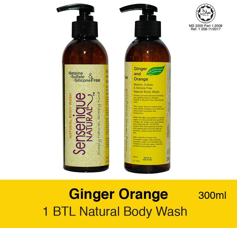 Sensenique Natural Ginger Orange Chemical Free Natural Bodywash - 300ml