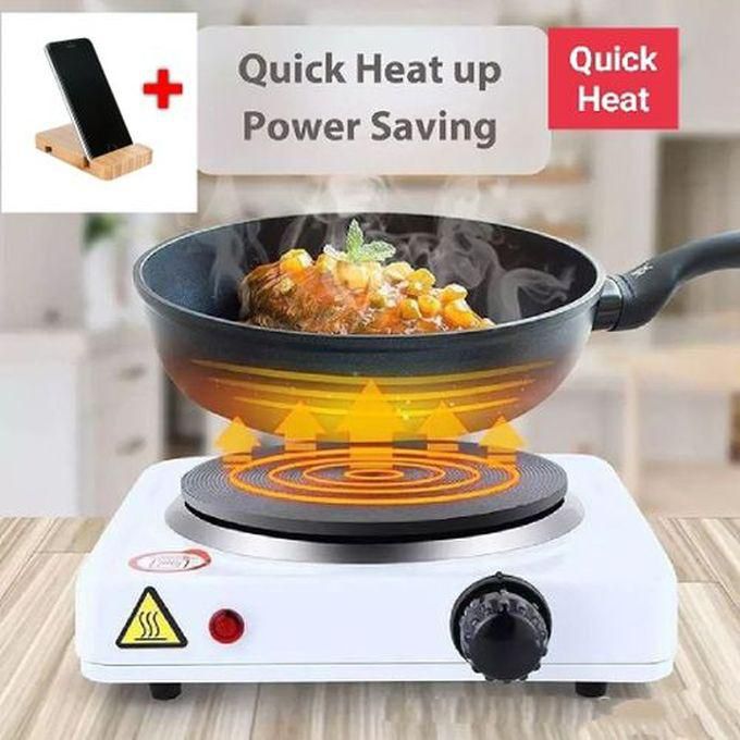 Electric Hot Plate - White 500W + Free Mobile Holder