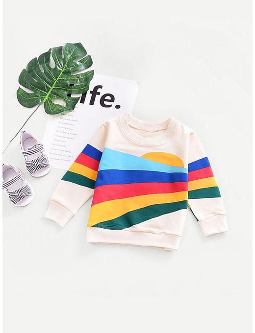 SHEIN Toddler Girls Rainbow Pattern Sweatshirt