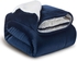 Fabienne Sherpa Blanket Single Size Twin Plush Throw Bed Blanket, 160X220cm, Flannel Fleece Reversible Lamb Blanket, Navy Blue