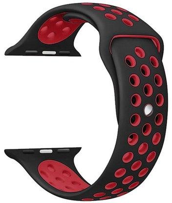 Silicone Replacement Band For Apple Watch Series 3/2/1 42millimeter Black/Red