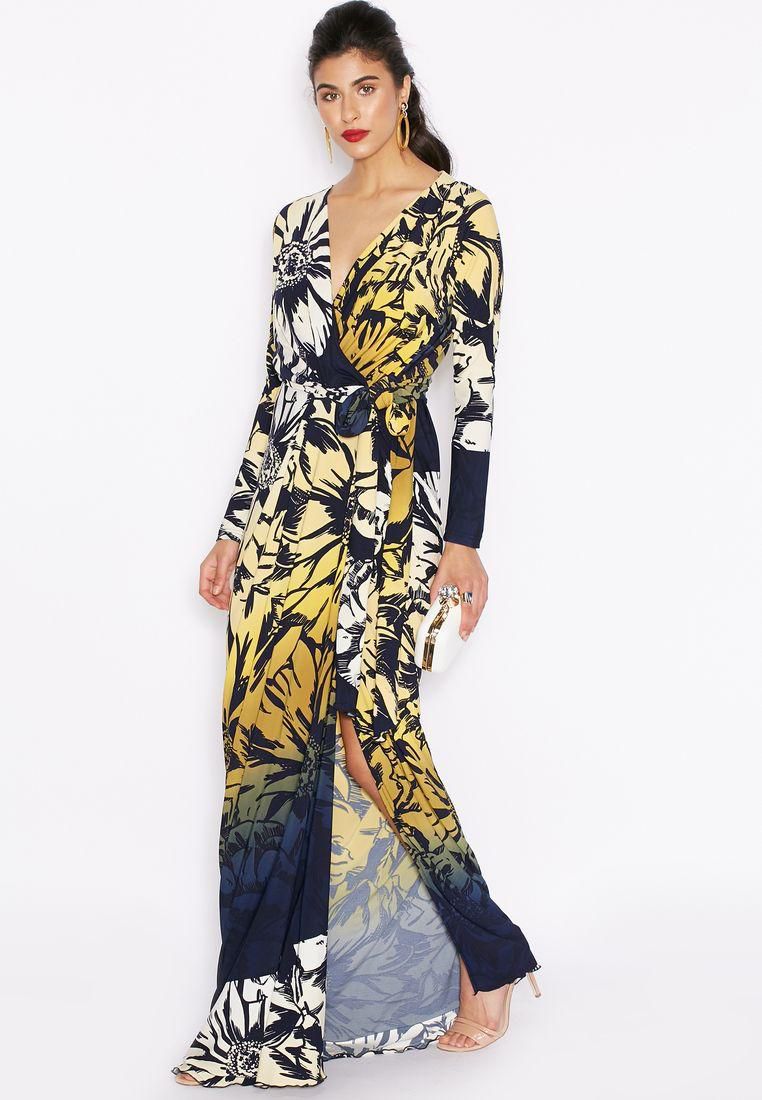 Printed Wrap Front Dress