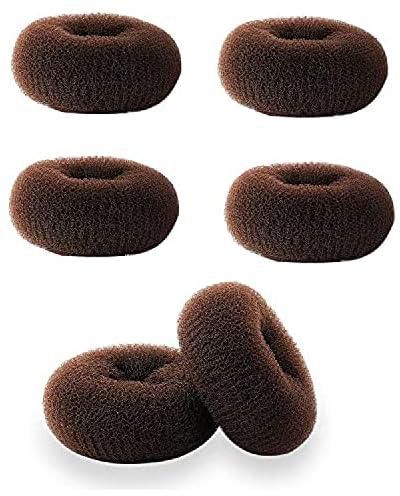 6 PCS Hair Bun Maker, Extra Small Hair Ring Style Bun Maker Set for Kids, Nylon Hair ​Donut Sock Bun for Girls, Mini Hair Doughnut Shaper for Short and Thin Hair (Small Size 2 Inch, Dark Brown)