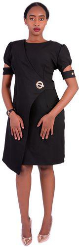 Fashion Turkey Black Faux Wrap Bodycon Dress