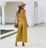 Front Button Solid Jumpsuit Yellow