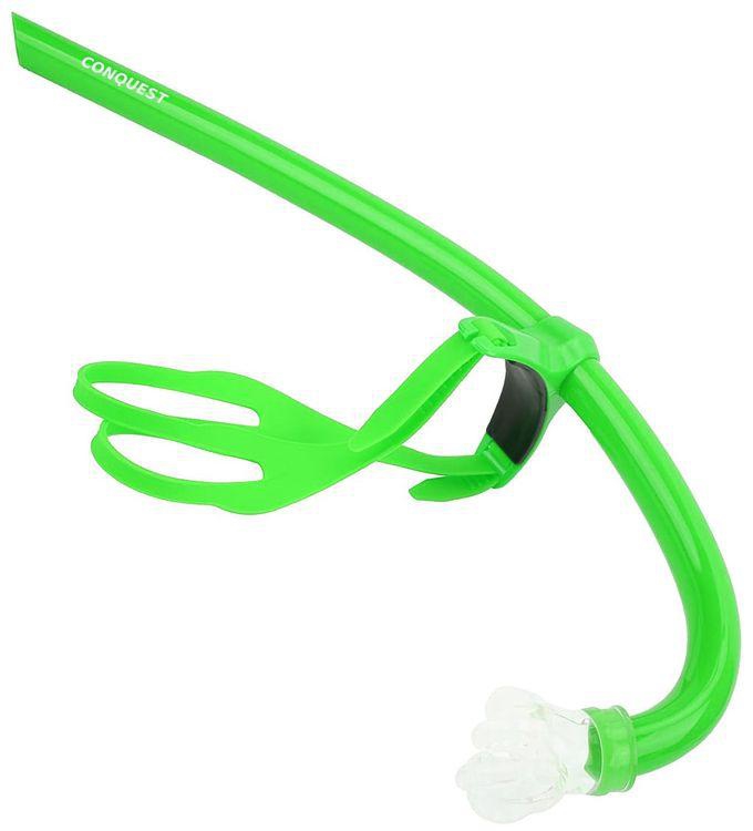 Conquest Front Swimming Snorkel Breathing Tube Silicone Mouth Piece, Green