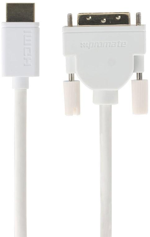 Promate LINKMATE-H4L Premium High Speed HDMI To DVI Adapter Cable 3Meters - White
