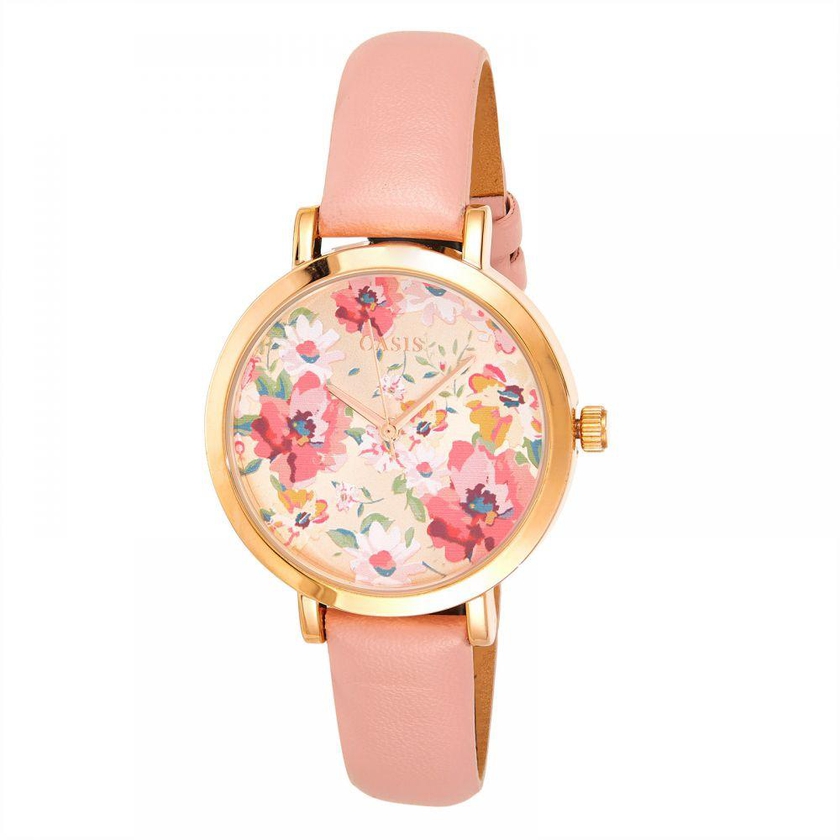 Oasis Women's Multi Color Dial Leather Band Watch - B1543