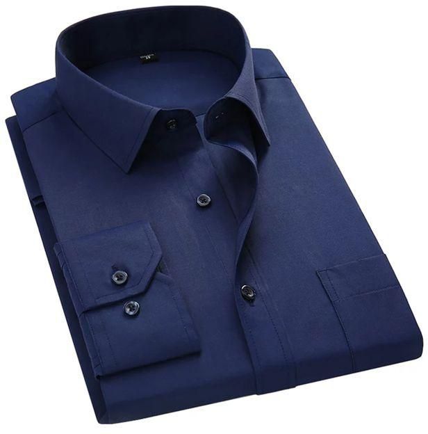 Fashion Navy Blue Men's Long Sleeve Official Shirt
