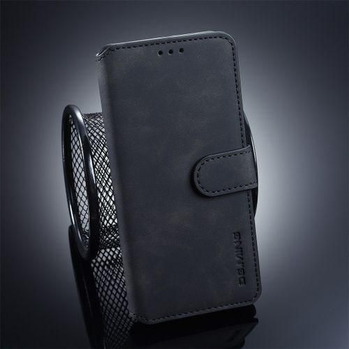 DG.MING Retro Oil Side Horizontal Flip Case For Galaxy S10, With Holder & Card Slots & Wallet (Black)