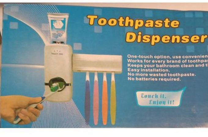 Tooth Paste Dispenser And Brush Holder