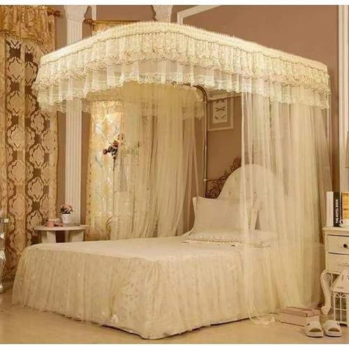 Generic Two stand mosquito net with sliding rails-Cream