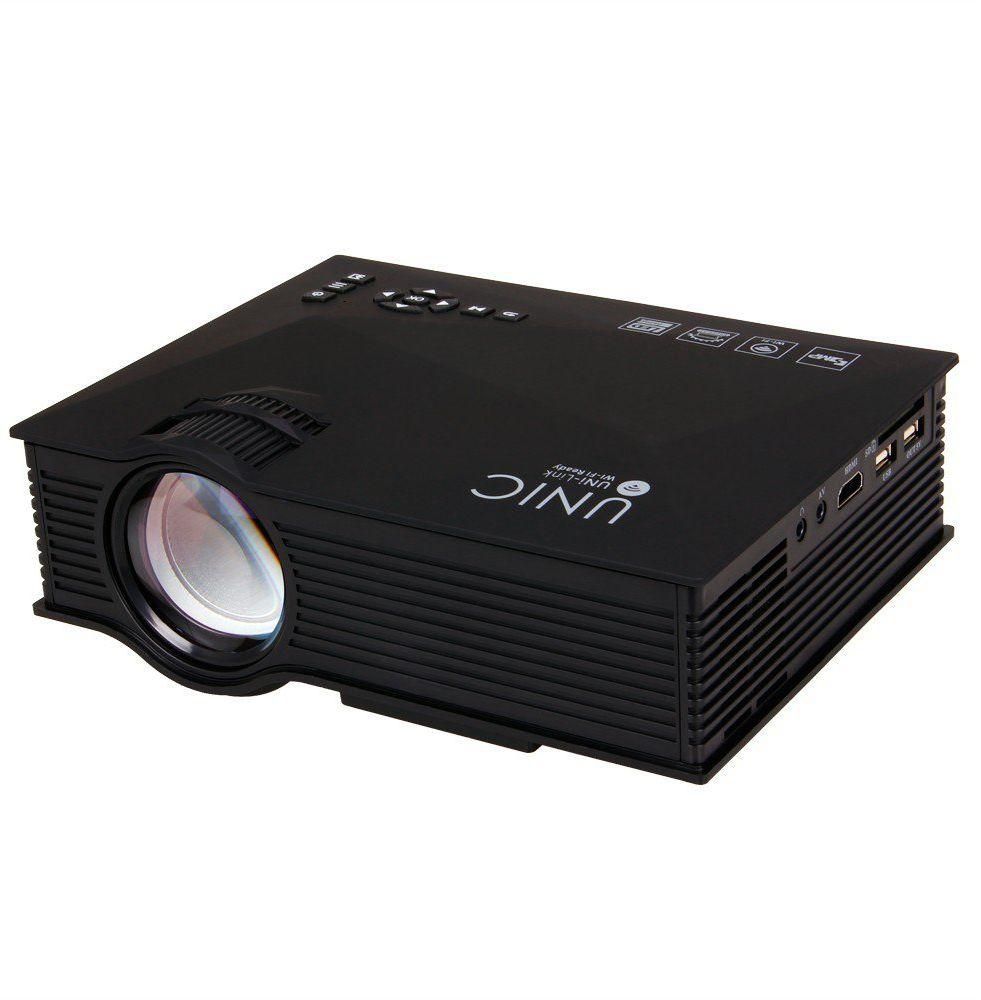 UNIC UC46 3D Home Projector 1200 Lumens HDMI SD AV USB for IOS Android-Black