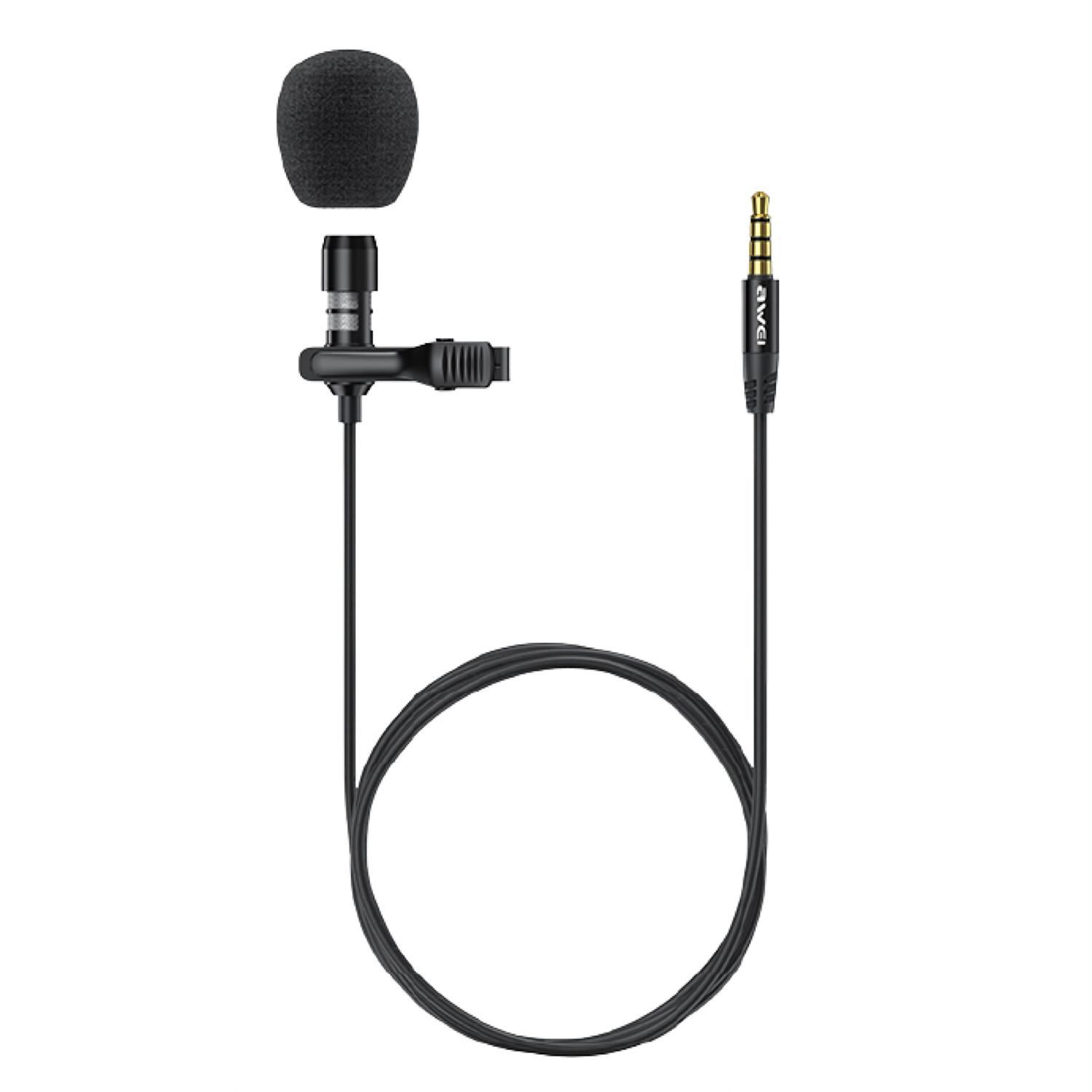 Awei MK1 3M Lavalier Wired Clip Microphone for  Live Streaming / Live Webcast