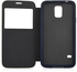 PU Wallet Stand Case with Display Screen for Samsung S5 - Black