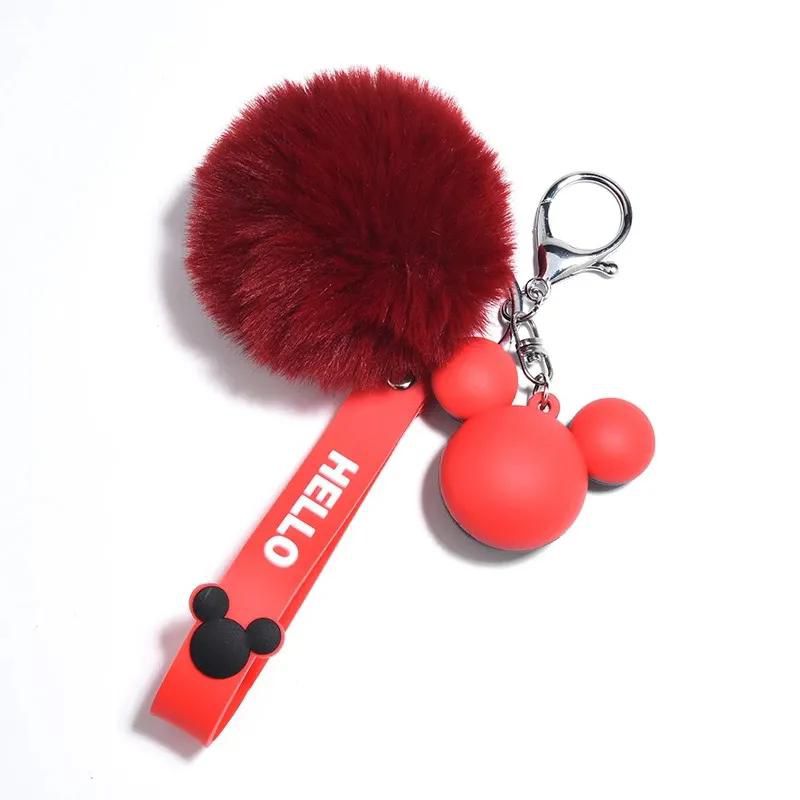 New Creative Mickey head keychains cute Keychain with lanyard kids girl Bag Pendant car keyring gift