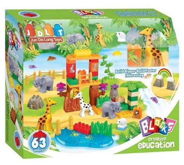 Jun Yi Toys Building blocks Zoo : Blocks 63 PCS Color box