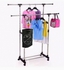 Double Pole Portable Clothes Rack Hanger With Wheels+Zigor Special Bag