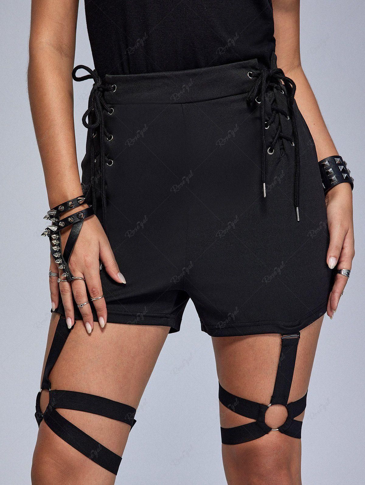Gothic Lace-up Rings Garter Shorts - 2x | Us 18-20