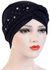 1PC Women's Beanie Hat with Pearls Solid Color Caps Muslim Headwraps Turban Hat
