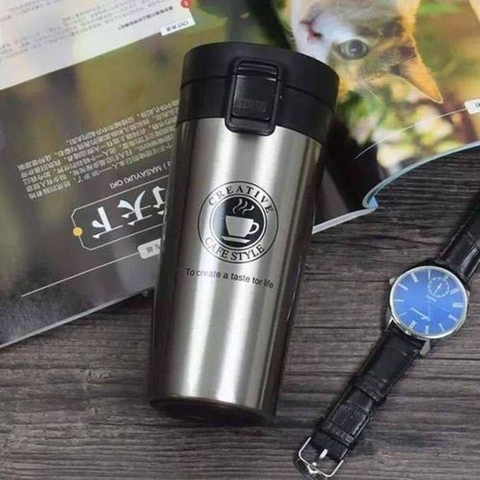 380ML Double Wall Stainless Steel Coffee Thermos__silver Colour