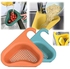 LDLDH-Swan Drain Basket-Rack Colander-2 Pcs Food Strainer for Kitchen Sink-Hanging Faucet Shelf Filter-Triangle Corner Caddy Organizer Sponge Holder-Drainer for Vegetable Fruit Pasta (Orange+Blue)