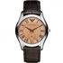 Emporio Armani Women Retro Leather Watch AR1709 (Silver Case/Dark Brown)