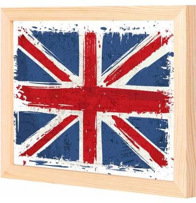 لوحة فنية جدارية مزودة بإطار ومزينة بطبعة علم المملكة المتحدة خشبي 23x33x2سم