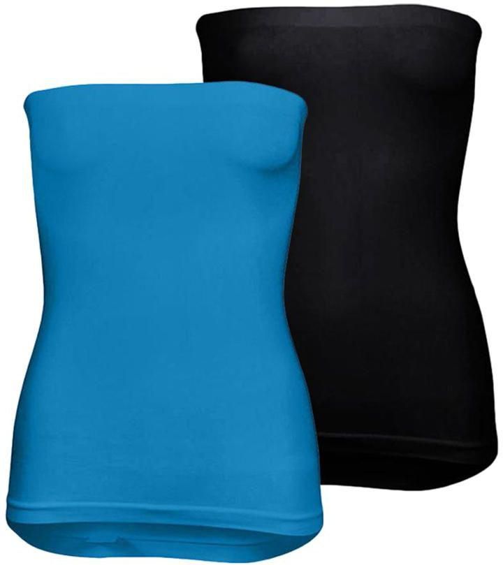 Silvy Set Of 2 Tube Tops For Women - Turquoise / Black, 2 X-Large