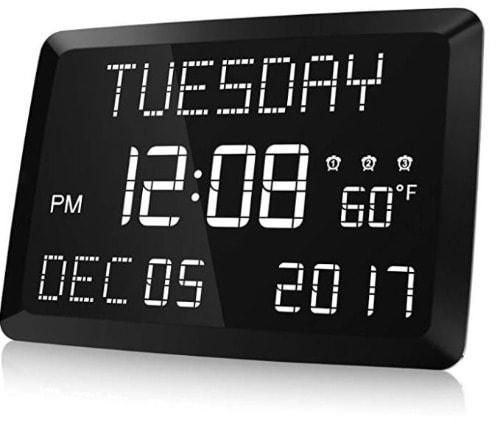 11.5" Large Led Digital Alarm Clock,12/24h Word Display