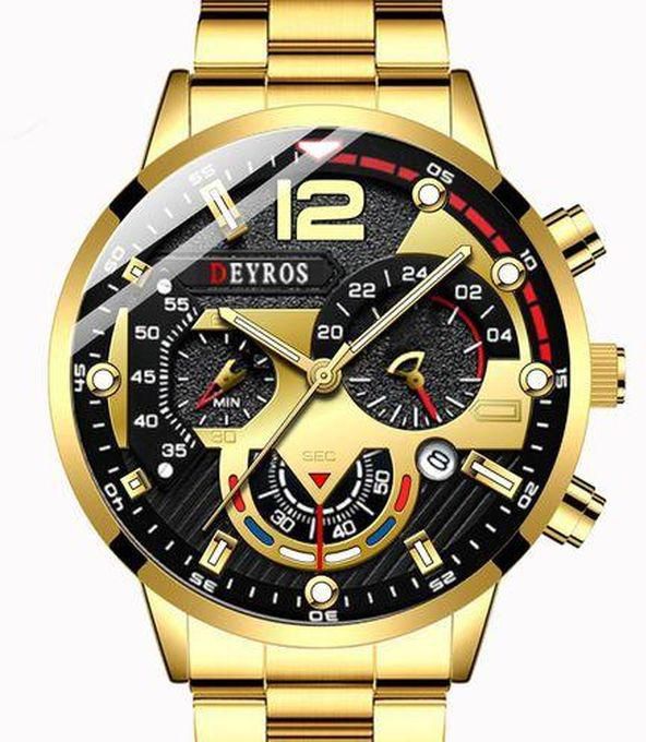Genetic Wrist Watch For Men Luminous Analog Quartz Luxury Fashion Watch - Gold