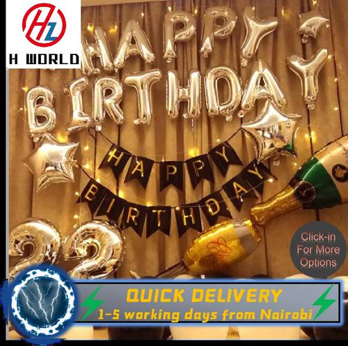 HW Birthday Party Decorations Various Themes Style Sets for Men Women Boys Grils, with Balloon Decor