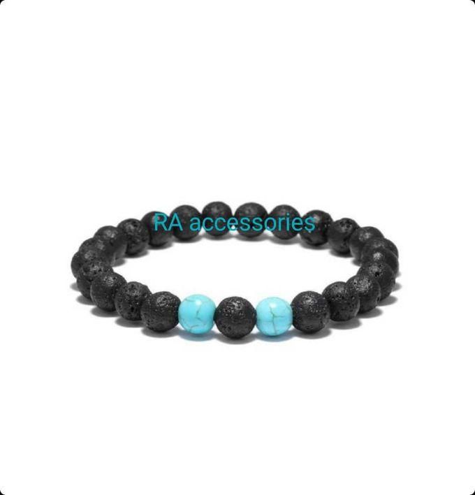 RA accessories Unisex Bracelet Of Turquoise & Black Lava