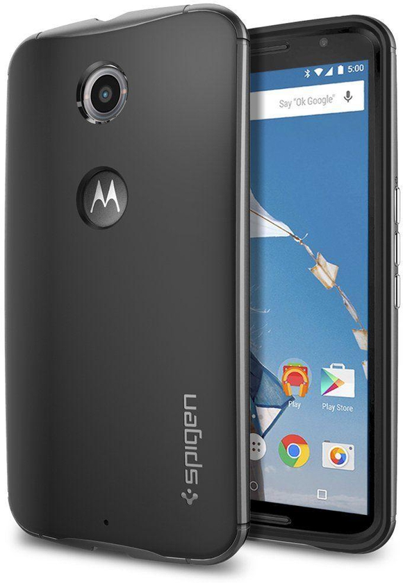 كفر قوقل نكسوس 6 ‫(موتورولا) خلفية سوداء و اطار فضي داكن معدني  Case for Google Motorola Nexus 6