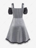 Plus Size Lace-up Ruched Lace Trim Cold Shoulder Vintage Dress - L | Us 12