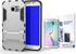 Ozone Snap-on PC TPU Hybrid Kickstand Case for Samsung Galaxy S6 Edge with screen protector Silver