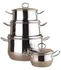 Al saif stainless steel 8 pieces cookware cooking set size: 18/22/26/30cm, silver