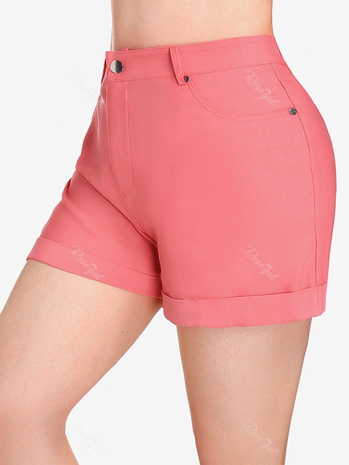 Plus Size Cuffed Colored Shorts with Pockets - 2x | Us 18-20