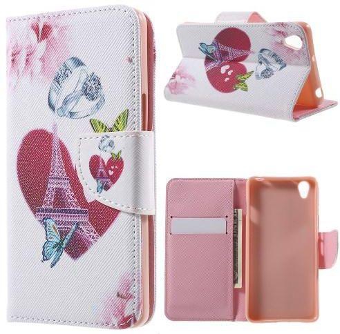 Ozone PU Leather Case for OnePlus X - Love Heart Rings Butterflies Eiffel Tower