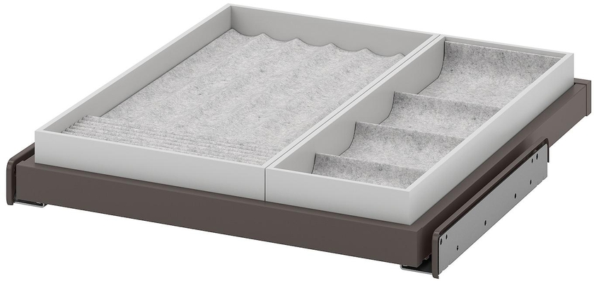 KOMPLEMENT Pull-out tray with insert - dark grey/light grey 50x58 cm