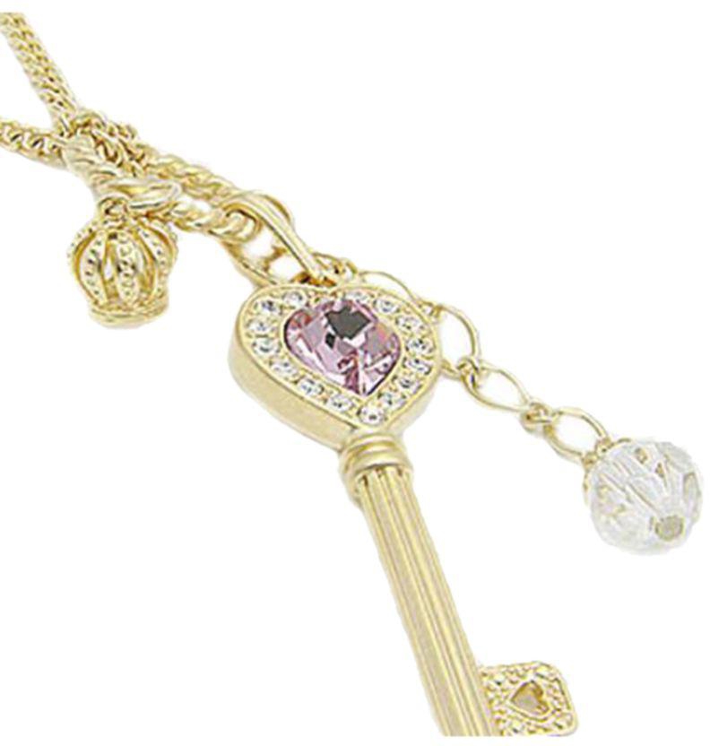 Rhinestone Studded Crown Key Necklace