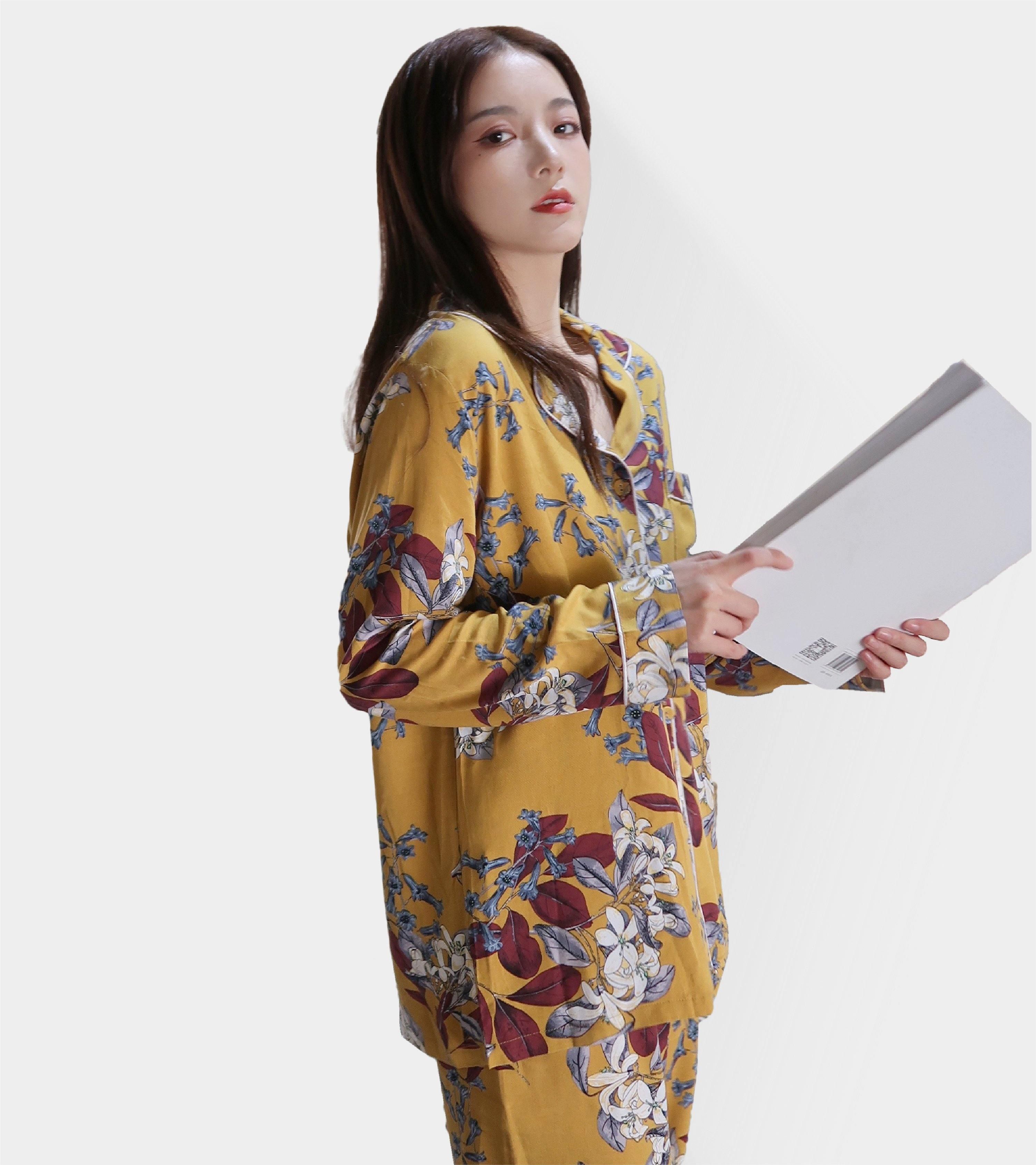 Classecouture Haisley | Viscose Cotton PJ｜Long Sleeve With Long Pants - 3 Sizes (Mustard Yellow)