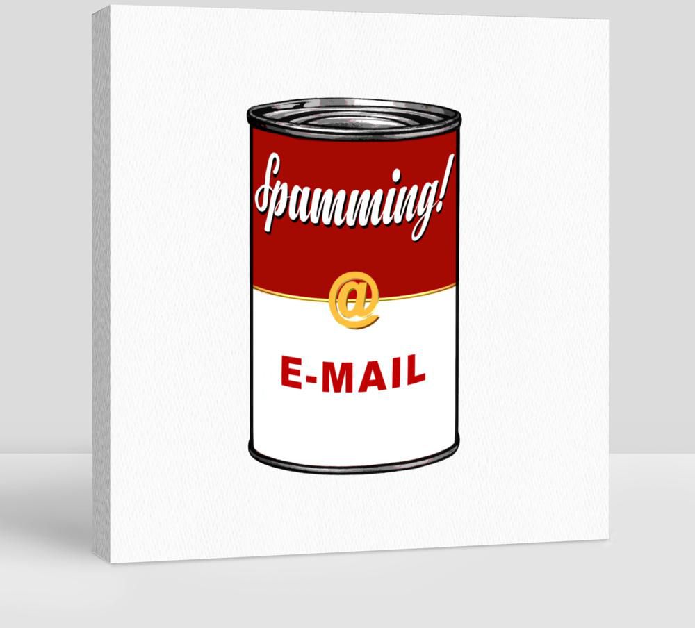 Spamming E-Mail on Soup Can, in the Style of 60'S Pop Art