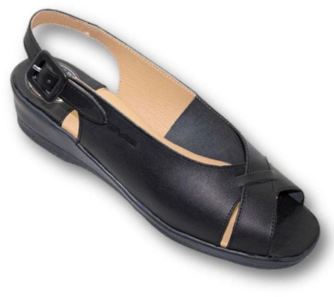 Silver Shoes Women Black Medical Sandal Made Of Genuine Leather