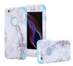Marble Design Hard Impact Dual Layer Shockproof Bumper Case for iPhone 6 Plus / 6S Plus - Blue