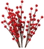 فروع غصن توت احمر صناعي لتزيين شجرة الكريسماس من 20 قطعة، للحرف اليدوية وتنسيق باقات الزهور لحفلات الزفاف والعطلات وديكور المنزل
