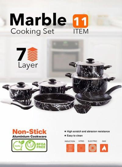 11 Pieces Marble Cook Set Marble Black