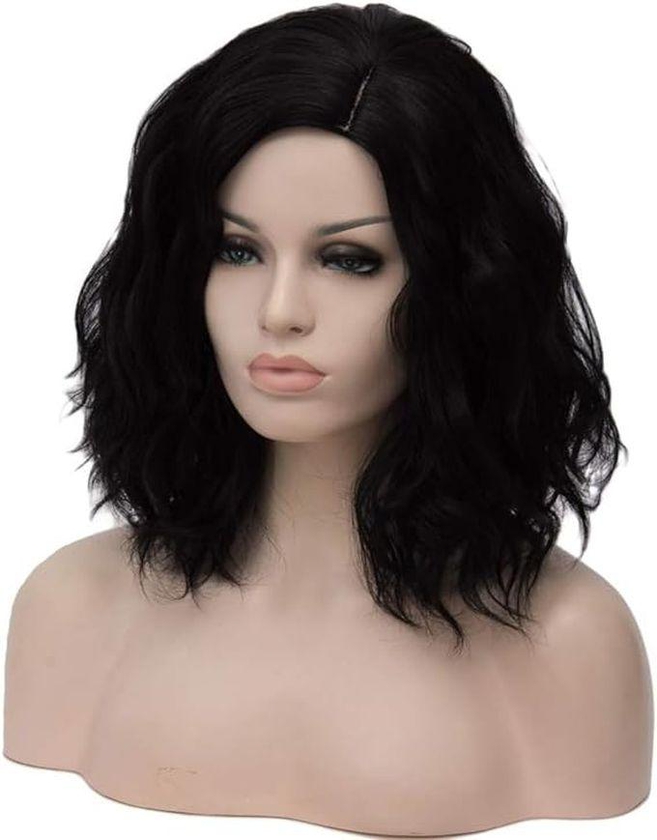 Synthetic Hair Wig Short Wavy Black Color Thermal Hair