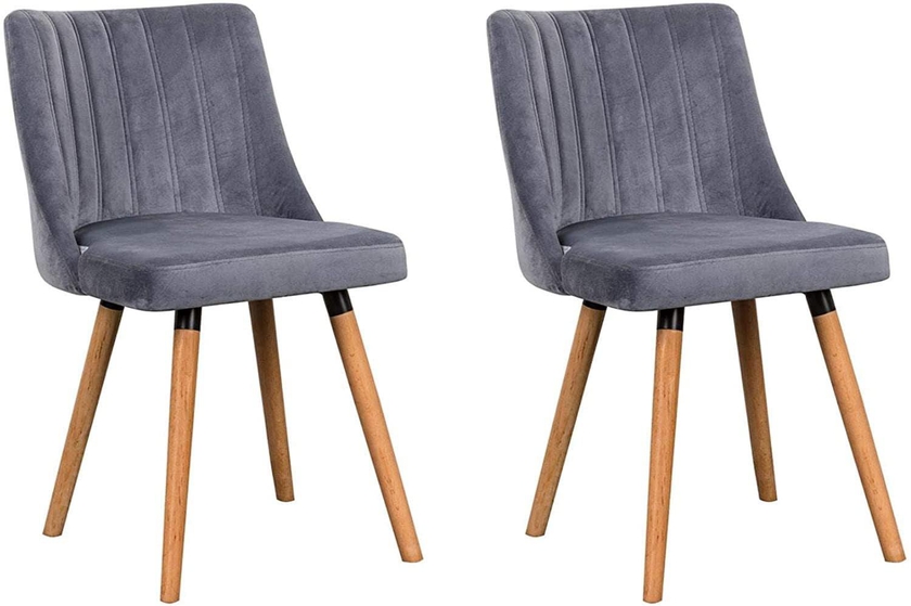 LANNY Set of 2 Midcentury Modern Living Room Chair T859 Leisure upholstered Fabric Dining Room Chair, Dressing Room, Dark Grey