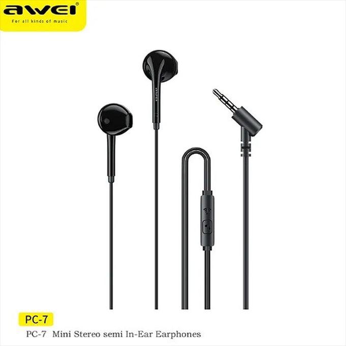 Awei PC-7 Mini Stereo Semi In-Ear Earphones - Black